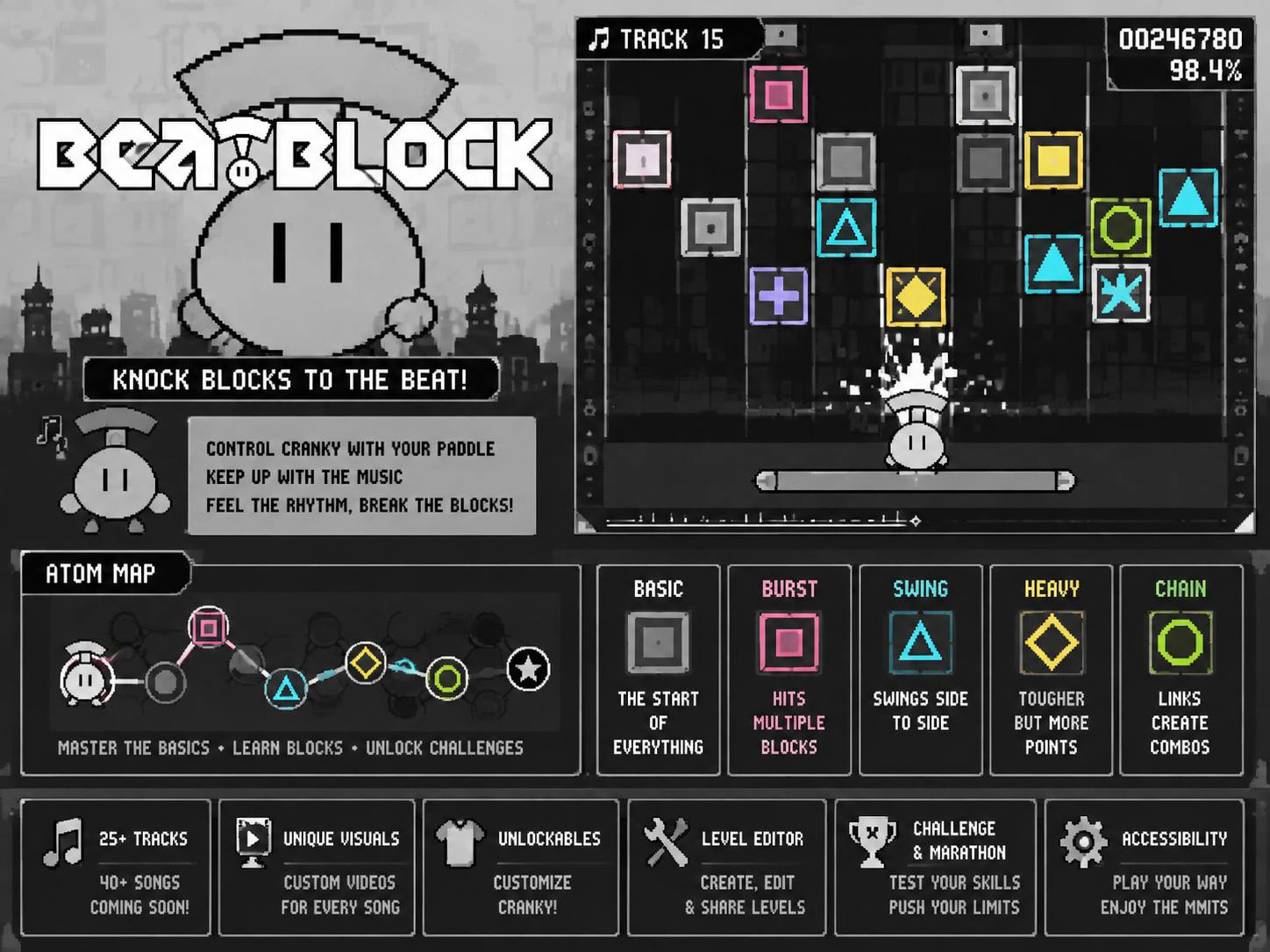 Beatblock for Mac 节奏音乐游戏，跟随节拍击碎方块并挑战创意关卡