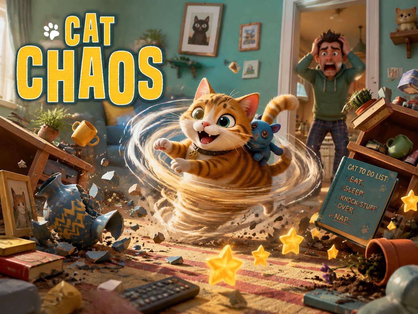 Cat Chaos for Mac 物理破坏模拟游戏，扮演调皮猫咪制造混乱并摧毁周围物品