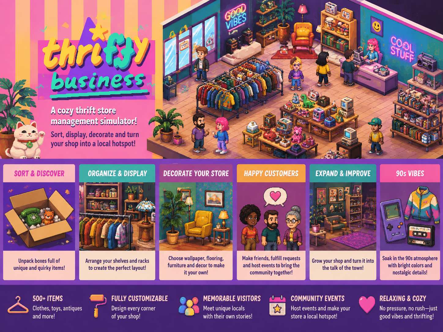 Thrifty Business for Mac 复古旧货店经营模拟游戏，整理商品打造温馨人气小店