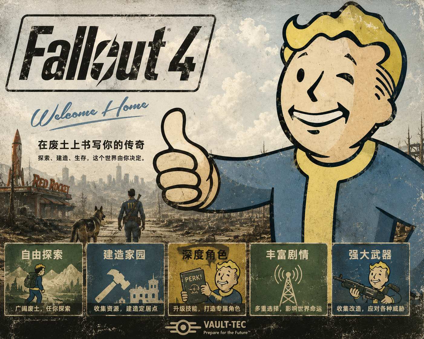 动作冒险| 辐射4：周年纪念版/Fallout 4 - Anniversary Edition官方繁体中文|支持键盘.鼠标.手柄 - 物料组