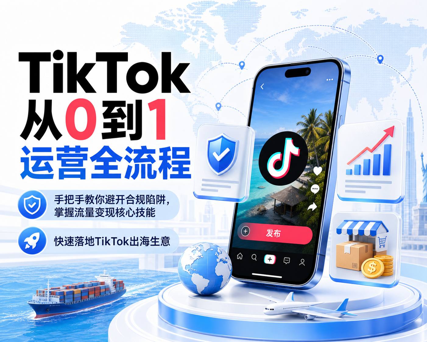 TikTok从0到1运营全流程，手把手教你避开合规陷阱，掌握流量变现核心技能，快速落地TikTok出海生意