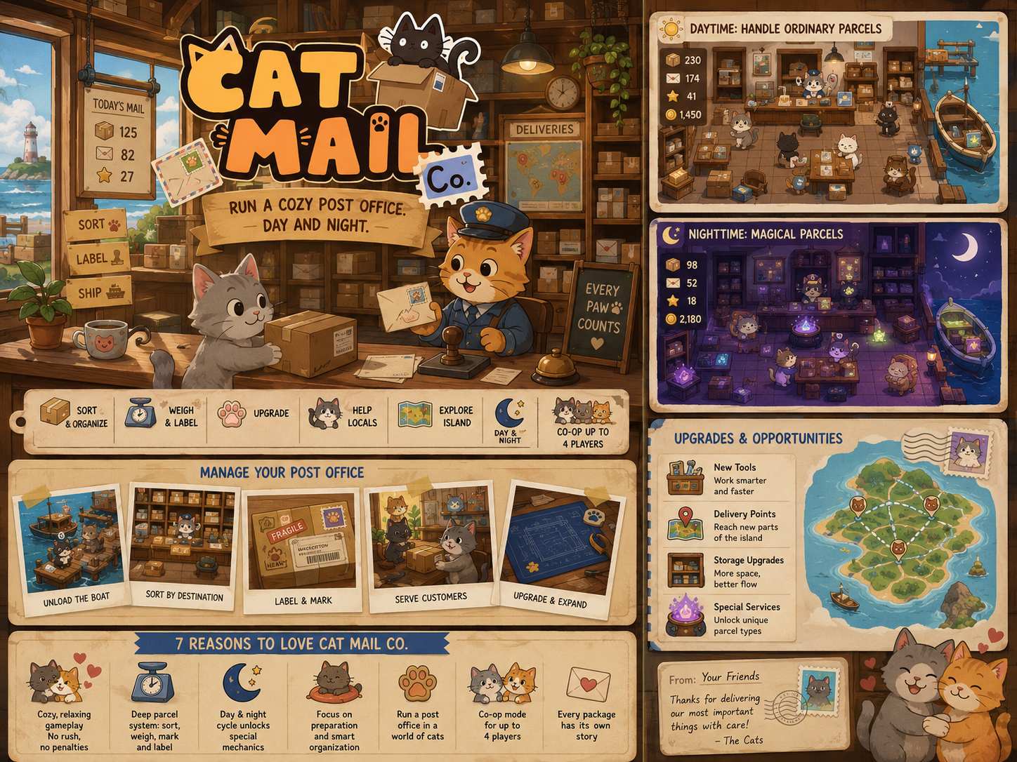 Cat Mail Co. 猫咪邮局经营与多人合作模拟游戏