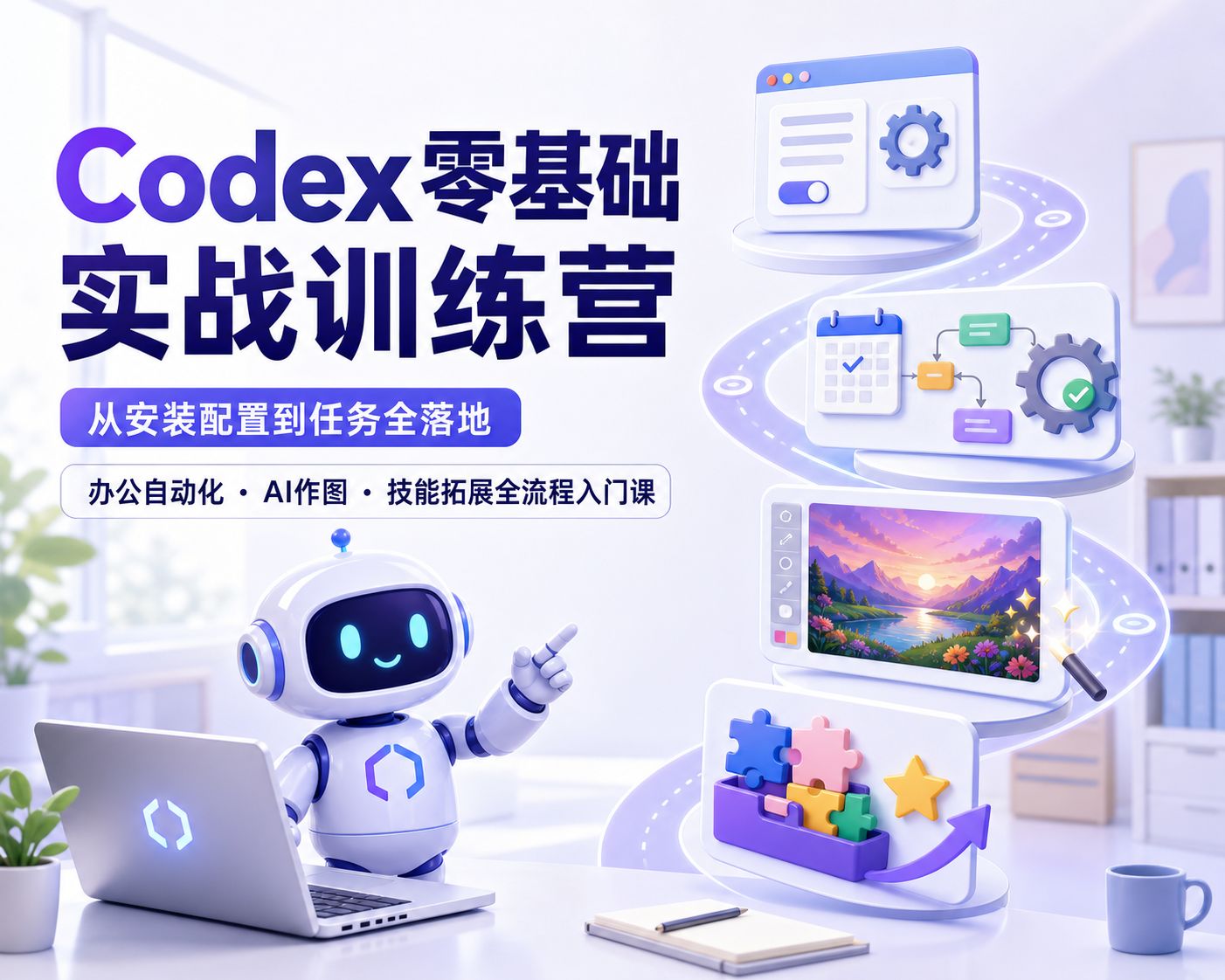 Codex零基础实战训练营｜从安装配置到任务全落地，办公自动化・AI作图・技能拓展全流程入门课