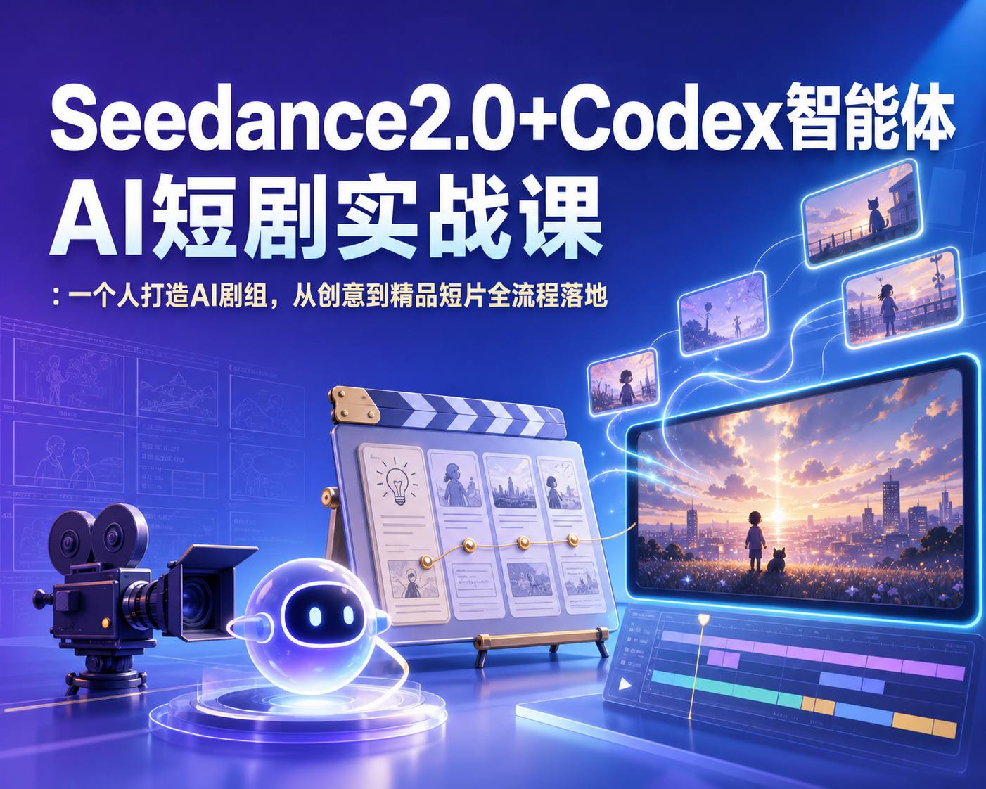 Seedance2.0+Codex智能体AI短剧实战课一个人打造AI剧组，从创意到精品短片全流程落地