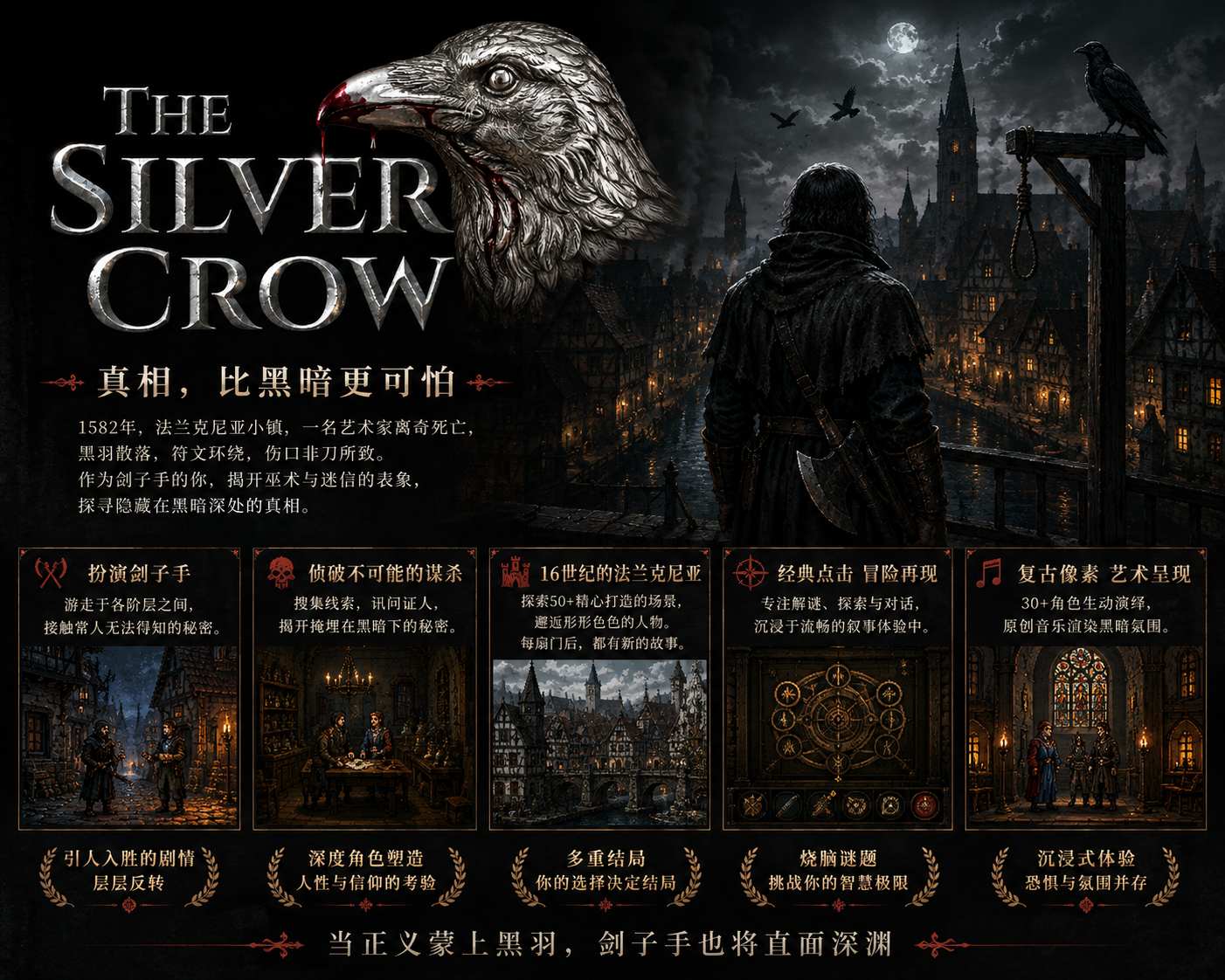 The Silver Crow 文艺复兴暗黑悬疑解谜冒险游戏