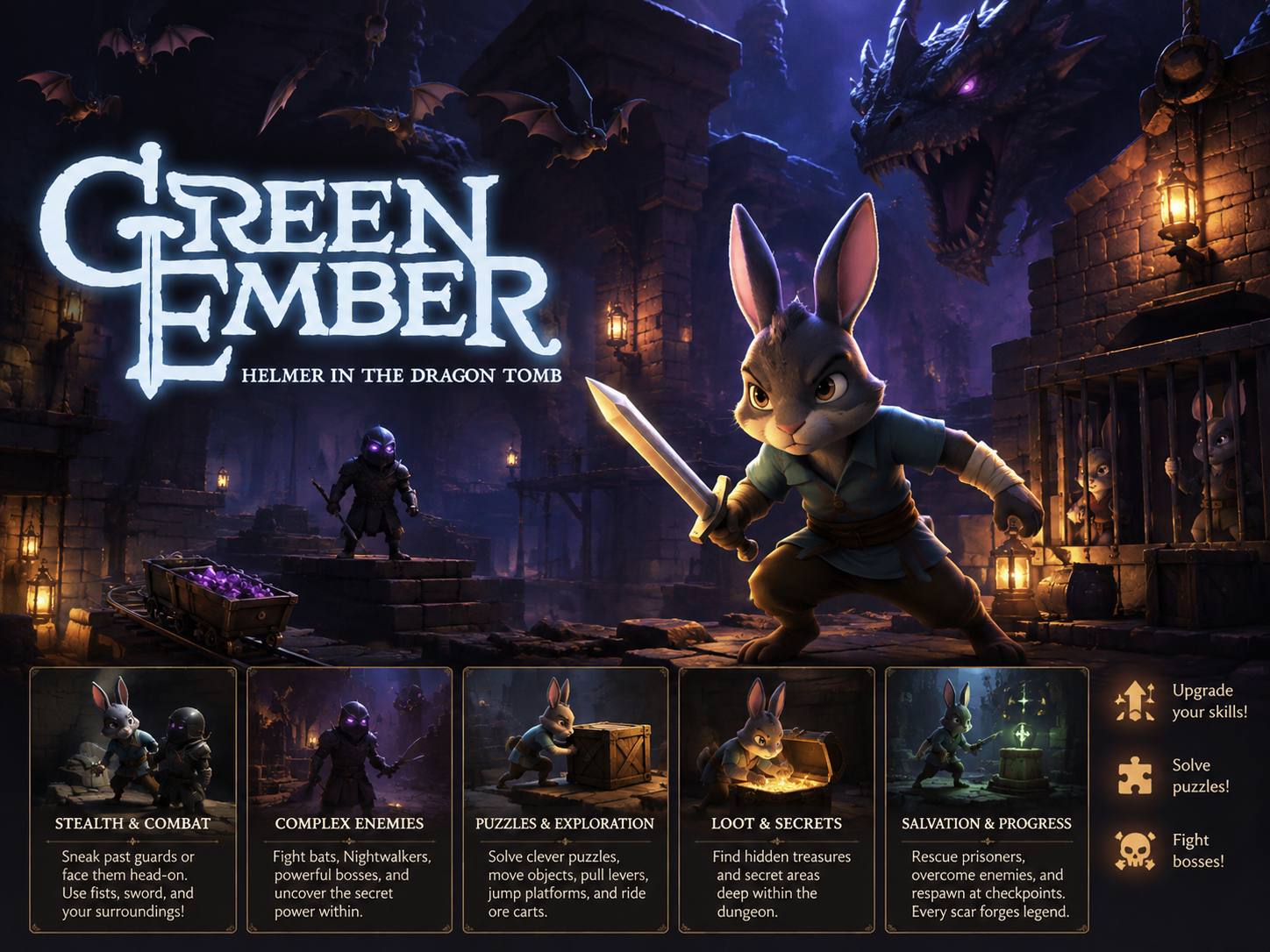 Green Ember 龙墓兔勇者动作解谜冒险游戏