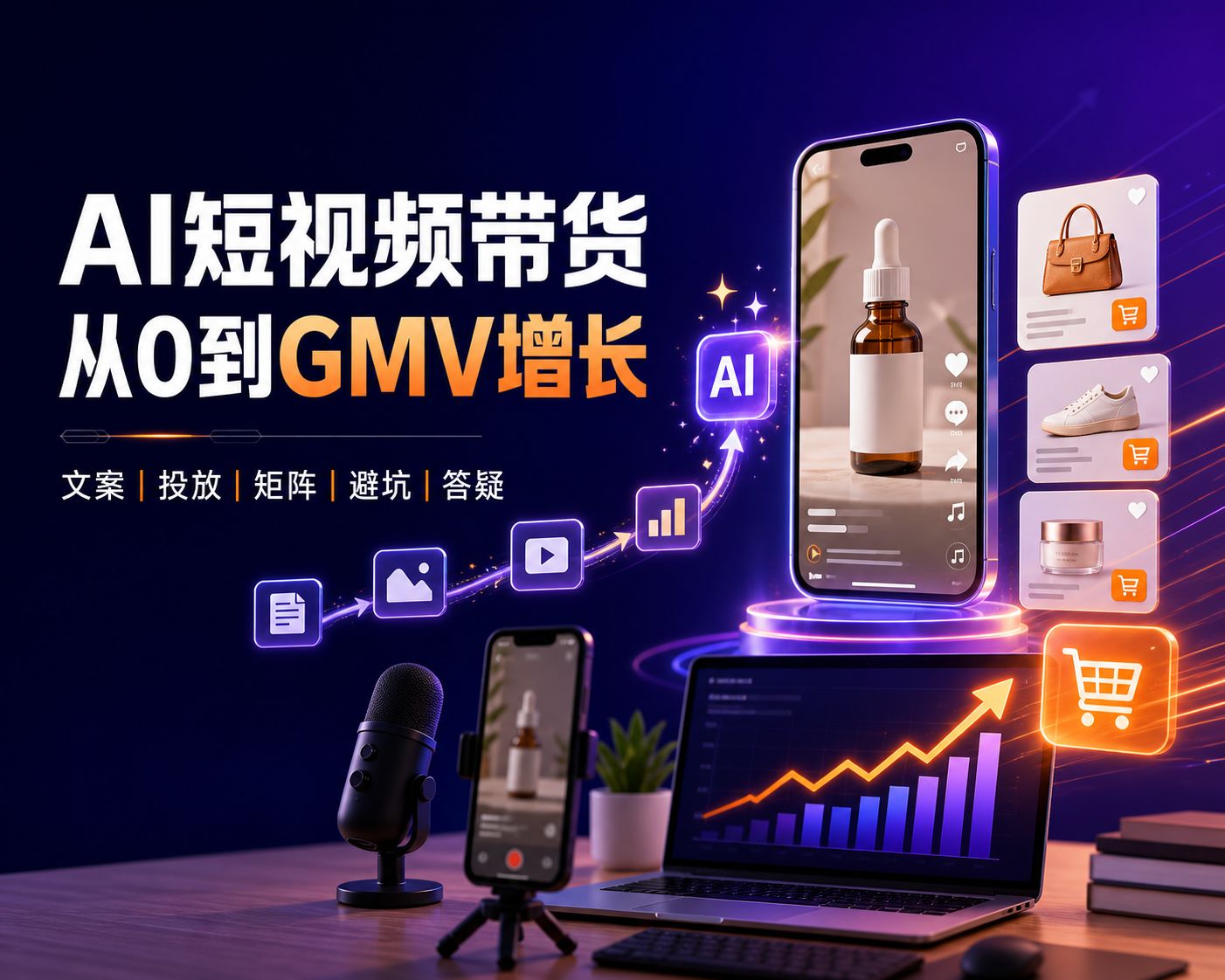 全域AI带货，从短视频到直播，从单平台到全域，打造你的带货矩阵，打造普通人也能落地的带货赛道